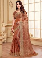 Jimmy Choo Dusty Peach Party Wear Embroidery Work Saree